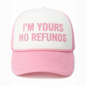 I’M YOURS NO REFUNDS Pink Trucker Hat Embroidered Cap Cute Aesthetic Streetwear